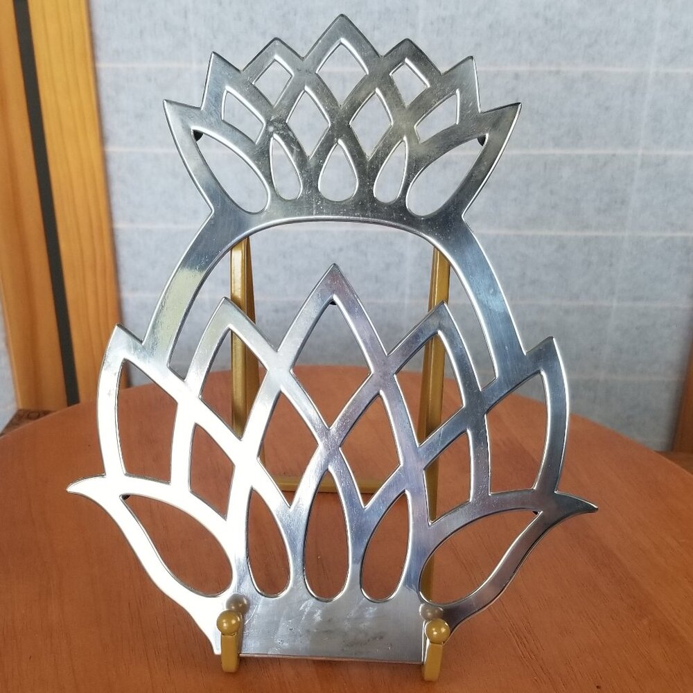Pineapple Trivet Hot Pot Table Protector Silver Plate Italian Housewarming Gift